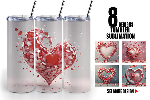 Tumbler Wrap 3D Valentine Heart Sublimation artnoy 
