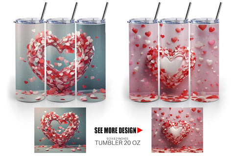 Tumbler Wrap 3D Valentine Heart Sublimation artnoy 