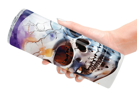 Tumbler Wrap 3D Watercolor Splash Skull Sublimation artnoy 