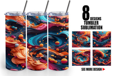 Tumbler Wrap 3D Wave Colorful Sublimation artnoy 
