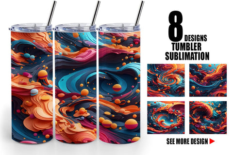 Tumbler Wrap 3D Wave Colorful Sublimation artnoy 