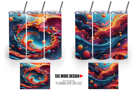 Tumbler Wrap 3D Wave Colorful Sublimation artnoy 