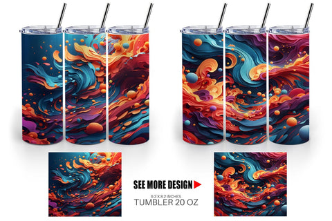 Tumbler Wrap 3D Wave Colorful Sublimation artnoy 