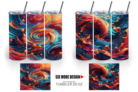 Tumbler Wrap 3D Wave Colorful Sublimation artnoy 