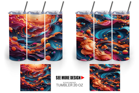 Tumbler Wrap 3D Wave Colorful Sublimation artnoy 