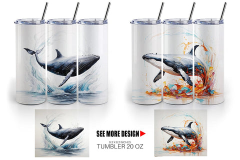 Tumbler Wrap 3D Whale Painting Sublimation artnoy 