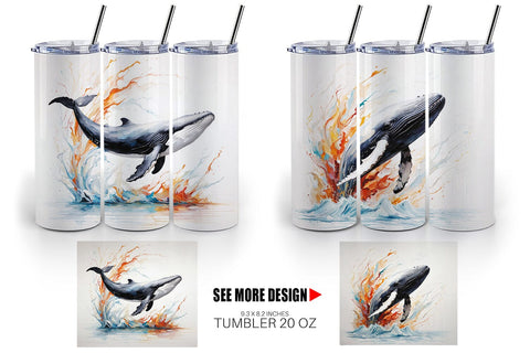 Tumbler Wrap 3D Whale Painting Sublimation artnoy 