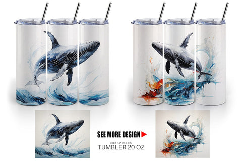 Tumbler Wrap 3D Whale Painting Sublimation artnoy 
