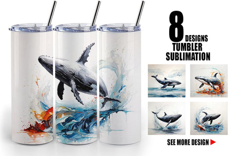 Tumbler Wrap 3D Whale Painting Sublimation artnoy 