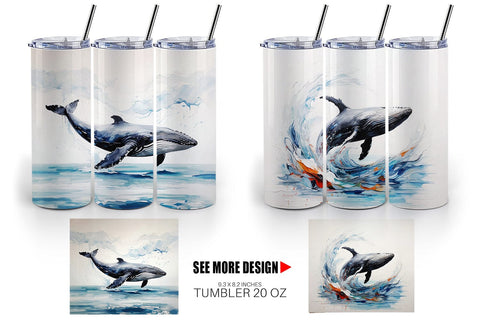 Tumbler Wrap 3D Whale Painting Sublimation artnoy 