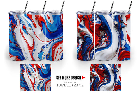 Tumbler Wrap 4th July Marble Texture Sublimation artnoy 