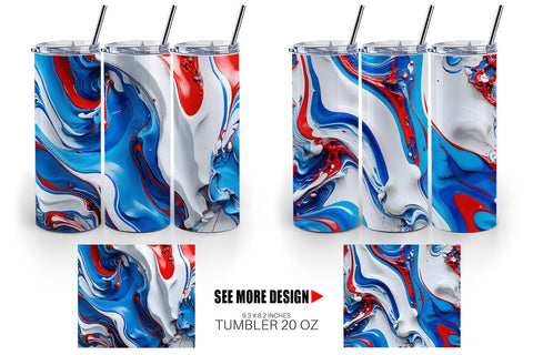 Tumbler Wrap 4th July Marble Texture Sublimation artnoy 