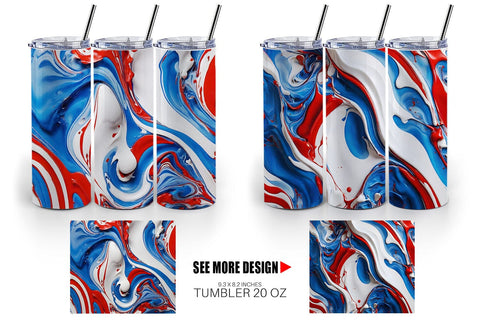 Tumbler Wrap 4th July Marble Texture Sublimation artnoy 