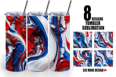 Tumbler Wrap 4th July Marble Texture Sublimation artnoy 