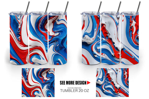 Tumbler Wrap 4th July Marble Texture Sublimation artnoy 