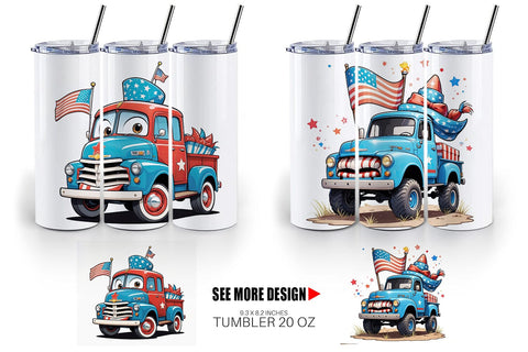 Tumbler Wrap 4th of July Vintage Truck Sublimation artnoy 
