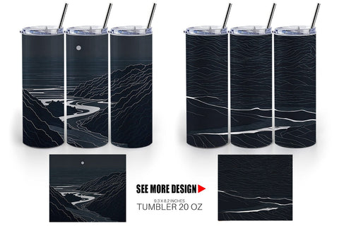 Tumbler Wrap Abstract Beach Line Art Sublimation artnoy 