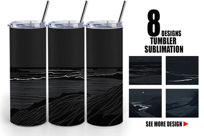 Tumbler Wrap Abstract Beach Line Art Sublimation artnoy 