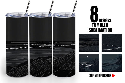 Tumbler Wrap Abstract Beach Line Art Sublimation artnoy 