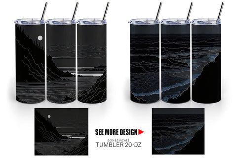 Tumbler Wrap Abstract Beach Line Art Sublimation artnoy 