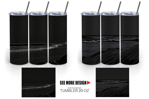 Tumbler Wrap Abstract Beach Line Art Sublimation artnoy 