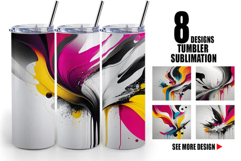 Tumbler Wrap Abstract Vibrant Colors Sublimation artnoy 