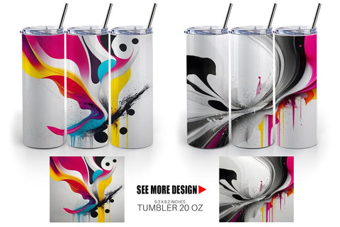 Tumbler Wrap Abstract Vibrant Colors Sublimation artnoy 