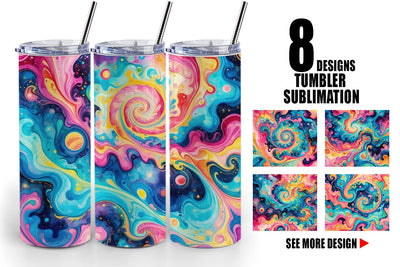 Tumbler Wrap Abstract Watercolor Swirl Sublimation artnoy 