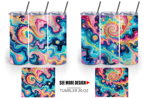 Tumbler Wrap Abstract Watercolor Swirl Sublimation artnoy 