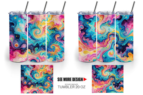 Tumbler Wrap Abstract Watercolor Swirl Sublimation artnoy 