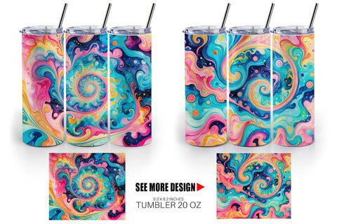 Tumbler Wrap Abstract Watercolor Swirl Sublimation artnoy 