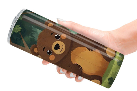 Tumbler Wrap Adorable Bear in Forest Sublimation artnoy 