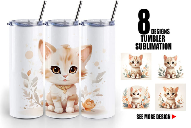 Tumbler Wrap Adorable Cute Cat Sublimation artnoy 