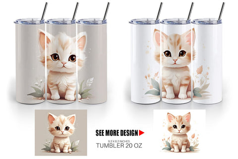 Tumbler Wrap Adorable Cute Cat Sublimation artnoy 