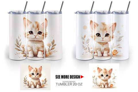 Tumbler Wrap Adorable Cute Cat Sublimation artnoy 