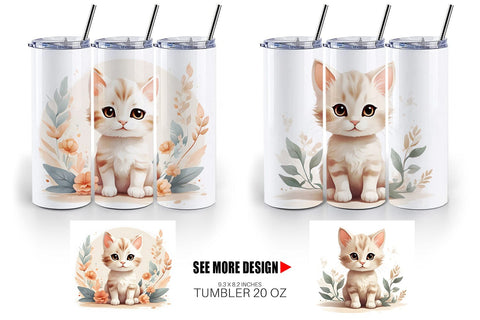 Tumbler Wrap Adorable Cute Cat Sublimation artnoy 