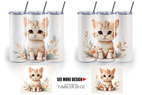 Tumbler Wrap Adorable Cute Cat Sublimation artnoy 
