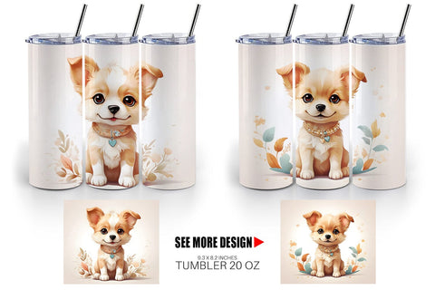 Tumbler Wrap Adorable Cute Dog Sublimation artnoy 