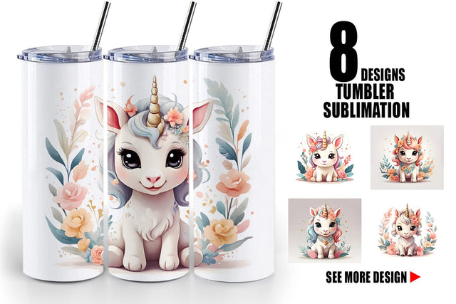 Tumbler Wrap Adorable Cute Unicorn Sublimation artnoy 