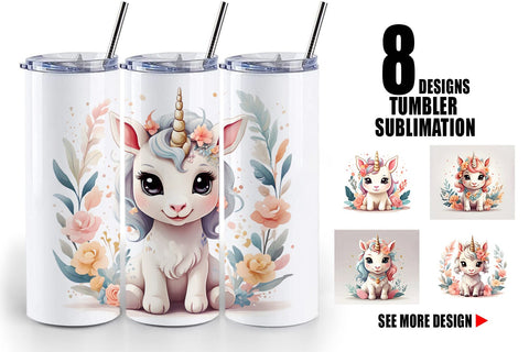 Tumbler Wrap Adorable Cute Unicorn Sublimation artnoy 
