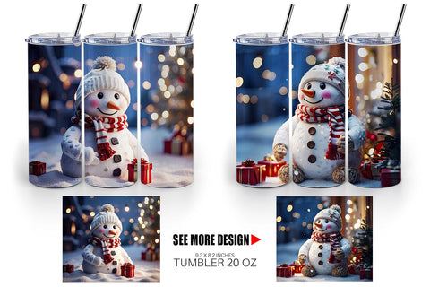 Tumbler Wrap Adorable Snowman Christmas Sublimation artnoy 