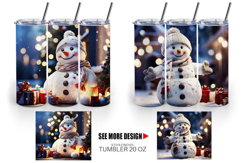 Tumbler Wrap Adorable Snowman Christmas Sublimation artnoy 