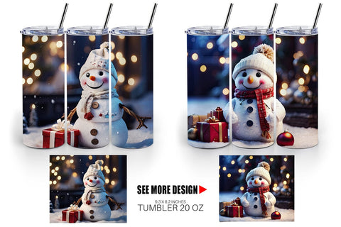 Tumbler Wrap Adorable Snowman Christmas Sublimation artnoy 