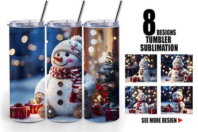 Tumbler Wrap Adorable Snowman Christmas Sublimation artnoy 