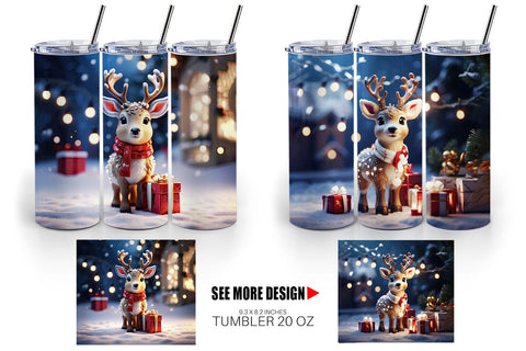 Tumbler Wrap Adorable Snowy Deer Sublimation artnoy 