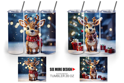 Tumbler Wrap Adorable Snowy Deer Sublimation artnoy 