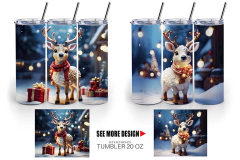 Tumbler Wrap Adorable Snowy Deer Sublimation artnoy 