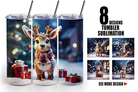 Tumbler Wrap Adorable Snowy Deer Sublimation artnoy 