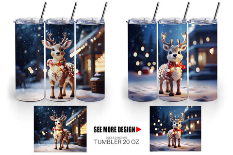 Tumbler Wrap Adorable Snowy Deer Sublimation artnoy 