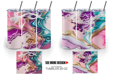 Tumbler Wrap Alcohol Ink Painting Sublimation artnoy 
